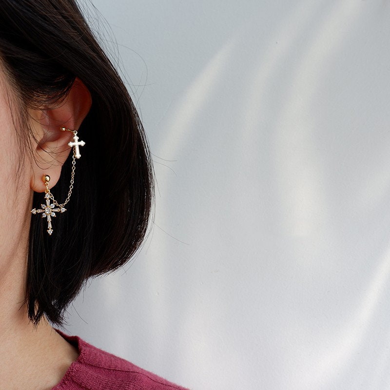 4pcs Cubic Cross Pendant, CZ Pendant, Jesus Pendant, Earrings pendant, Bracelet Charm, Necklace Pendant (GB-2731-G)