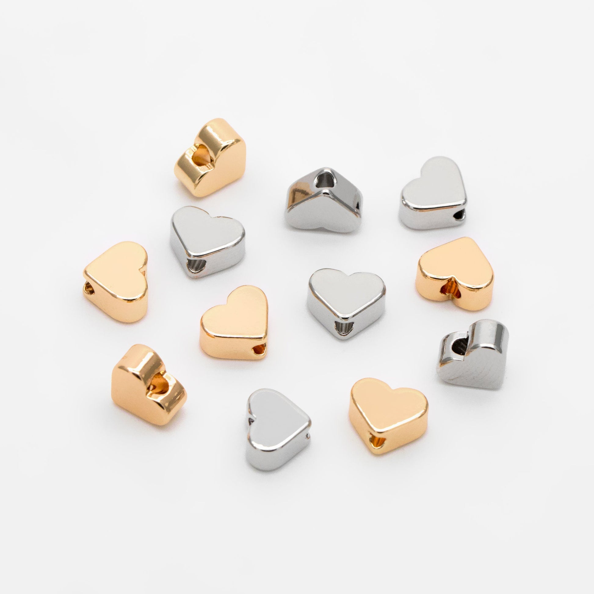10pcs Gold/ Rhodium plated Brass Heart Beads 5.8mm (GB-910)