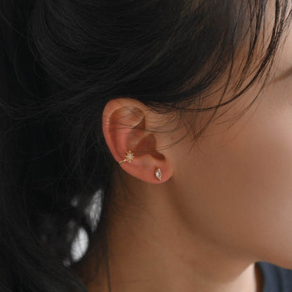 10pcs Cubic Zirconia Adjustable Gold Ear Cuffs, Gold plated Brass Earwire Earring Clips (GB-1336)