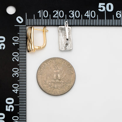 4pcs Rough Rectangle Leverback Ear Hook With Loop, 13x18mm, Real Gold/ Rhodium plated Brass Earring Hooks (GB-3002-E)