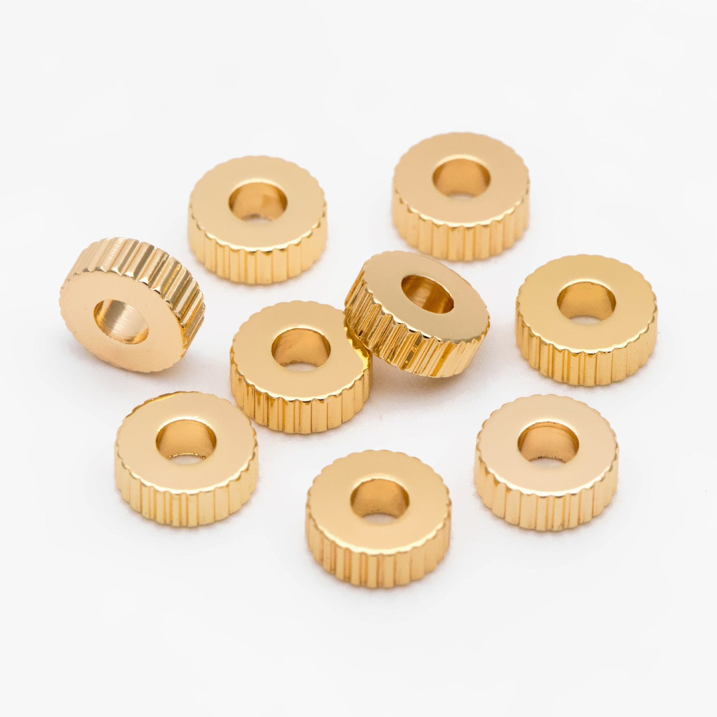 20pcs Gold/ Silver Gear Round Spacer Beads 7mm, Jewelry Making Supplies Wholesale (GB-2877)