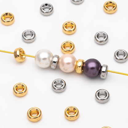 20pcs Gold/ Silver Tone Round Spacer Beads, 6mm, Jewelry Making Supplies Wholesale (GB-3510)