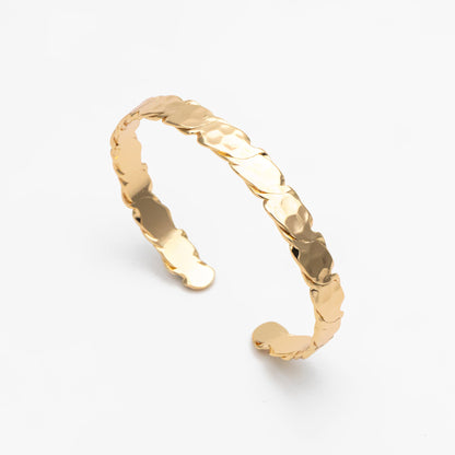1pcs Gold Hammered Bangle Bracelet, Stackable Bracelets, Adjustable Bangle Bracelet (GB-3533)