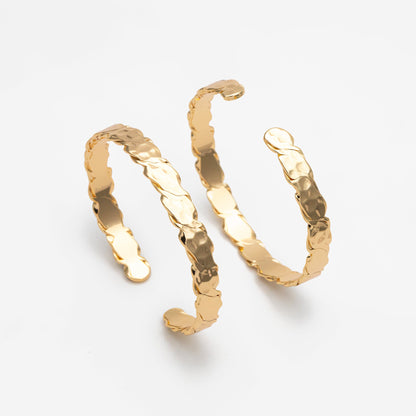 1pcs Gold Hammered Bangle Bracelet, Stackable Bracelets, Adjustable Bangle Bracelet (GB-3533)