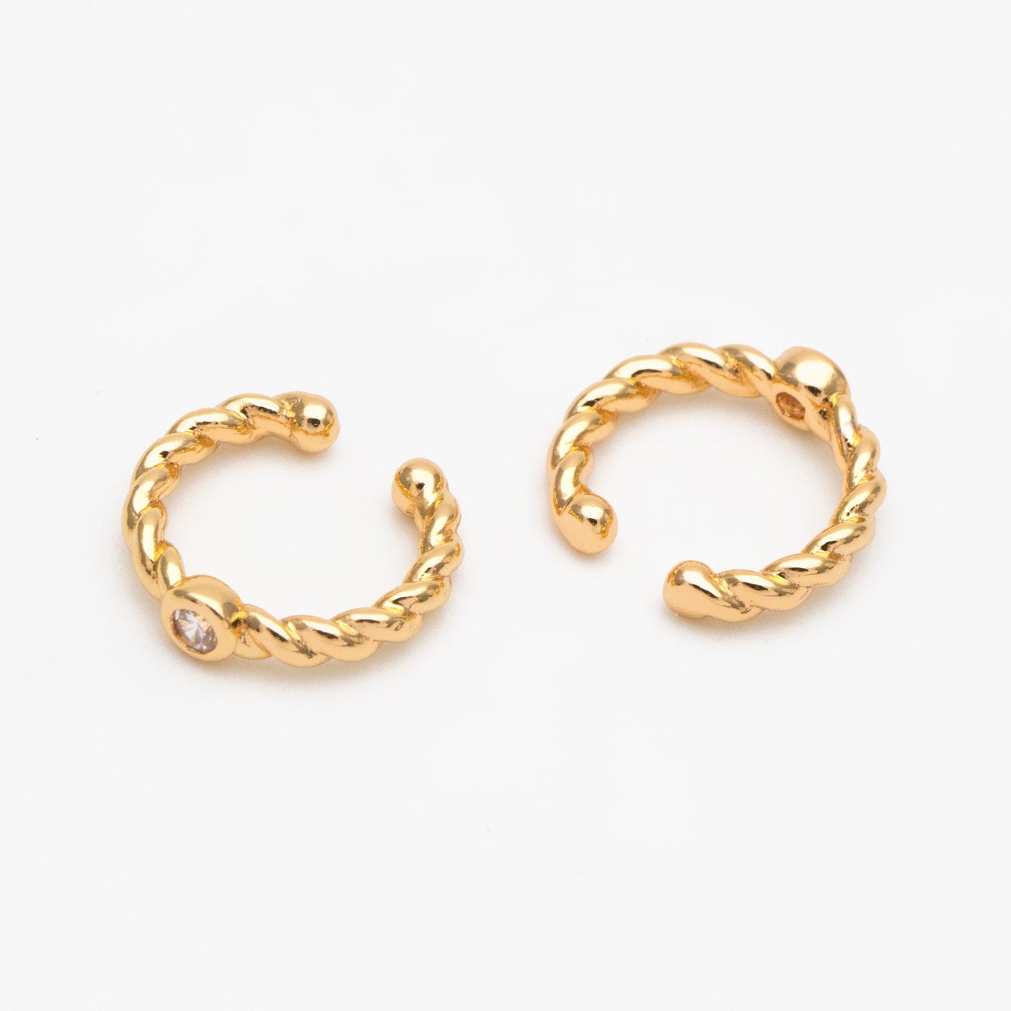 10pcs Clear Cubic Zirconia Adjustable Gold Ear Cuffs, Gold plated Brass Earwire Earring Clips (GB-3534)