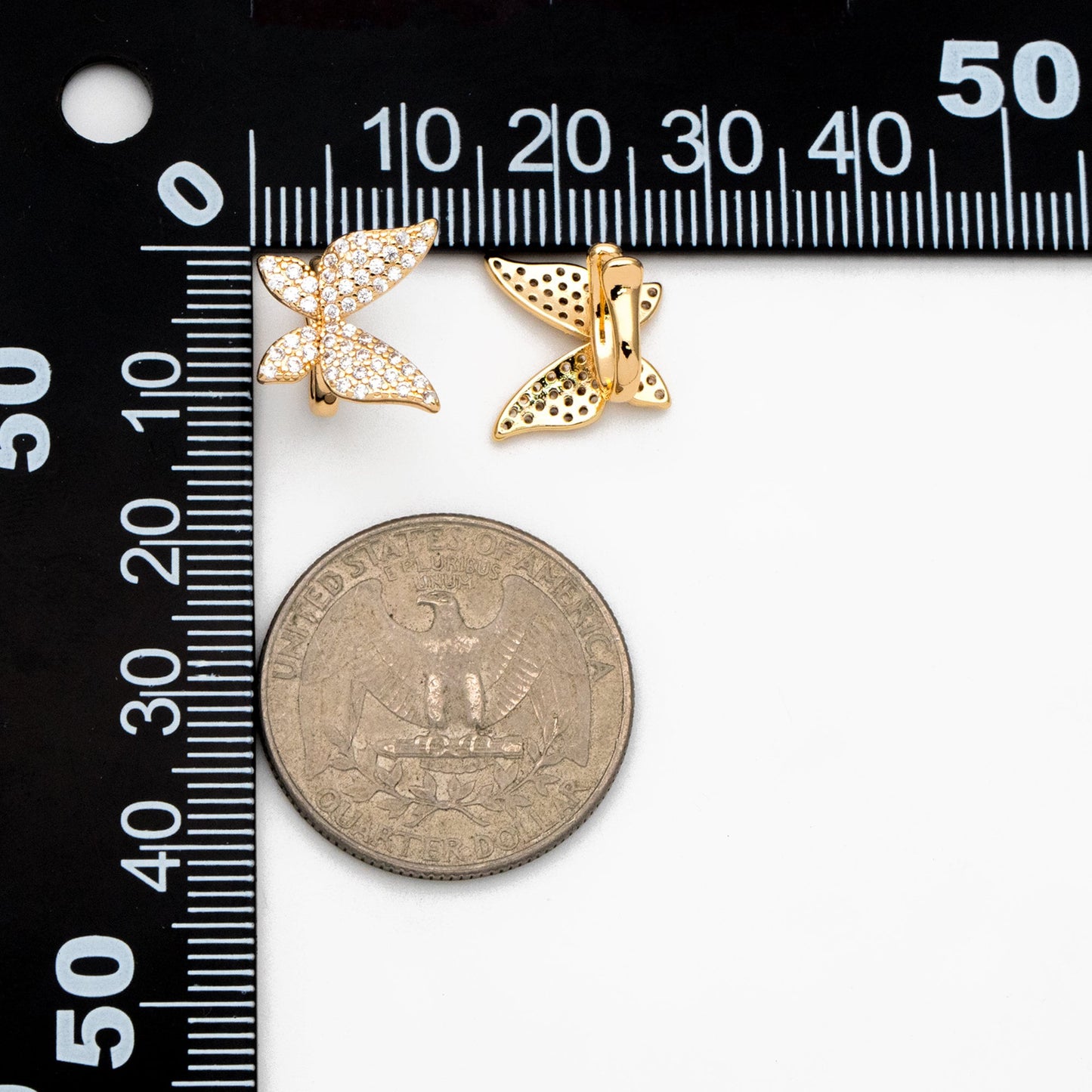 2pcs CZ Pave Butterfly Ear Cuff, Non Pierced Ear Cuff, Dainty Earcuff Earring, Not mirrored in pairs (GB-1665-A)