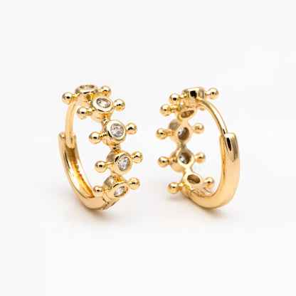 4pcs CZ Pave Hoop Earrings, Hoop Earrings, Dainty Huggie Earrings, Minimalist Earring, Small Gold Hoops Earring (GB-3894-C)