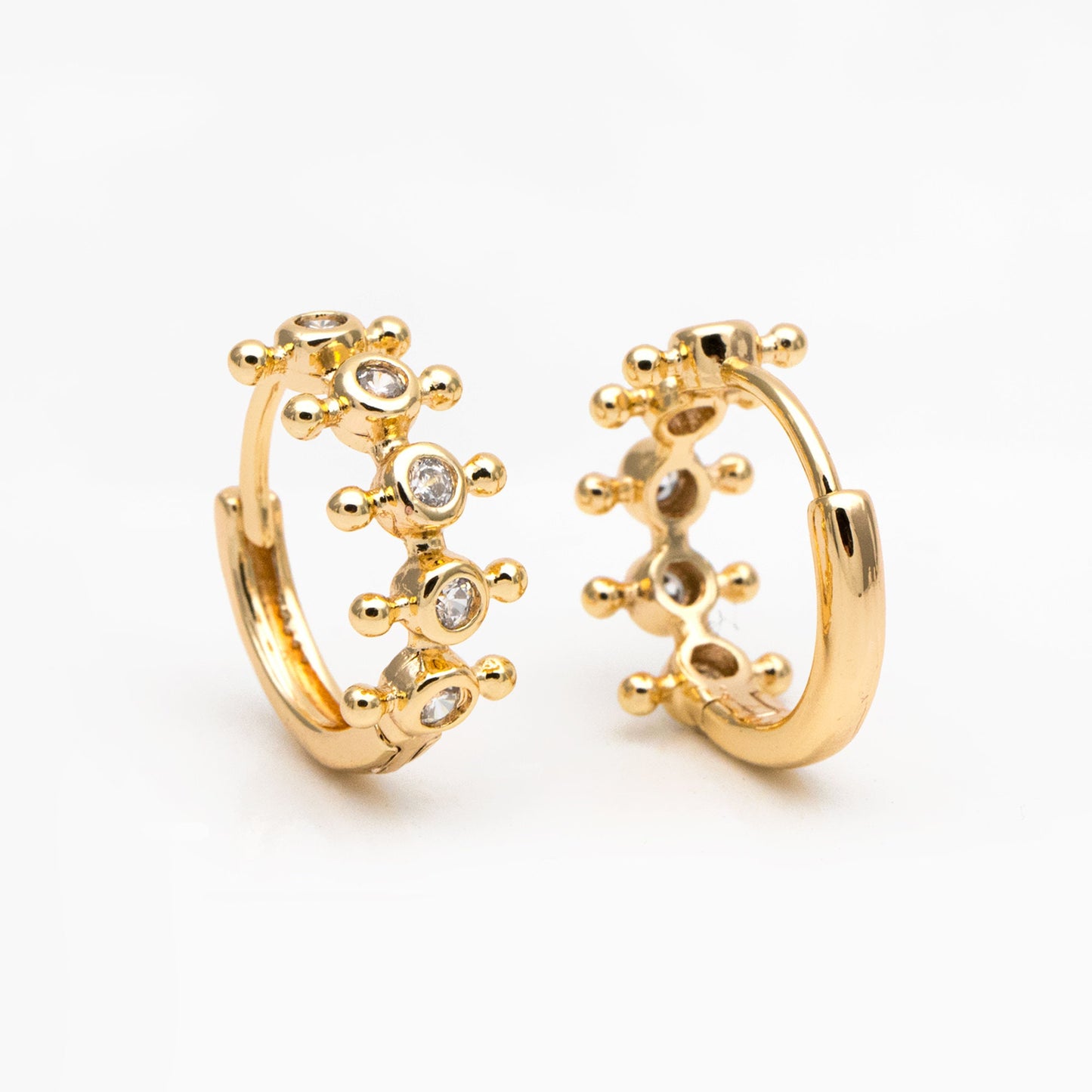 4pcs CZ Pave Hoop Earrings, Hoop Earrings, Dainty Huggie Earrings, Minimalist Earring, Small Gold Hoops Earring (GB-3894-C)