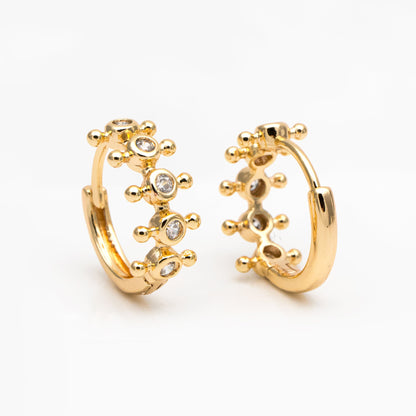 4pcs CZ Pave Hoop Earrings, Hoop Earrings, Dainty Huggie Earrings, Minimalist Earring, Small Gold Hoops Earring (GB-3894-C)