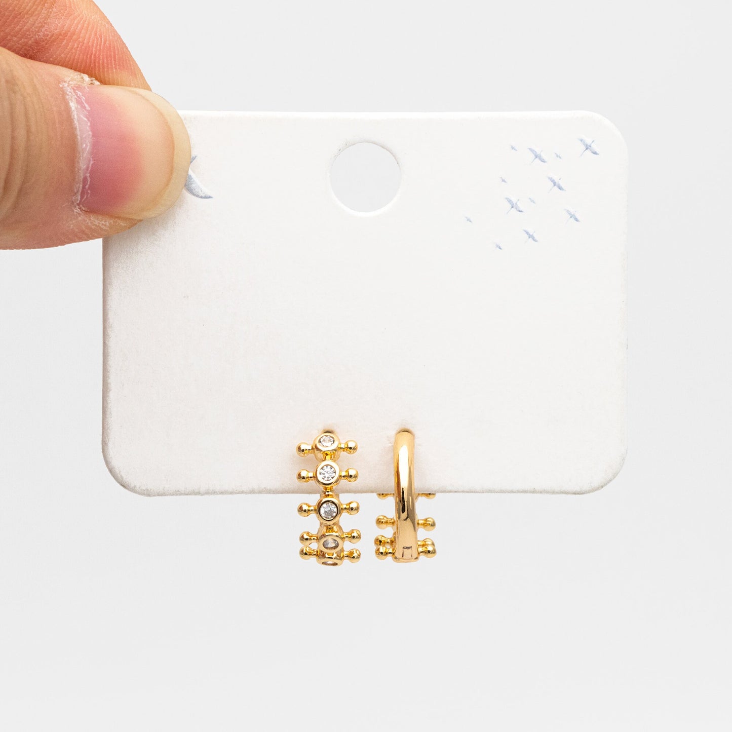 4pcs CZ Pave Hoop Earrings, Hoop Earrings, Dainty Huggie Earrings, Minimalist Earring, Small Gold Hoops Earring (GB-3894-C)