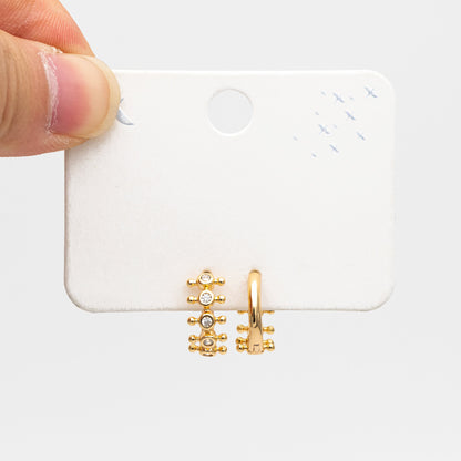 4pcs CZ Pave Hoop Earrings, Hoop Earrings, Dainty Huggie Earrings, Minimalist Earring, Small Gold Hoops Earring (GB-3894-C)