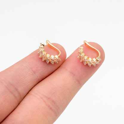 4pcs CZ Pave Bowknot Ear Cuff, Non Pierced Ear Cuff, Dainty Earcuff Earring (GB-3538)