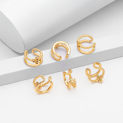 4pcs CZ Pave Cross Ear Cuff, Double Band Ear Cuff, Dainty Earcuff Earring (GB-3539)