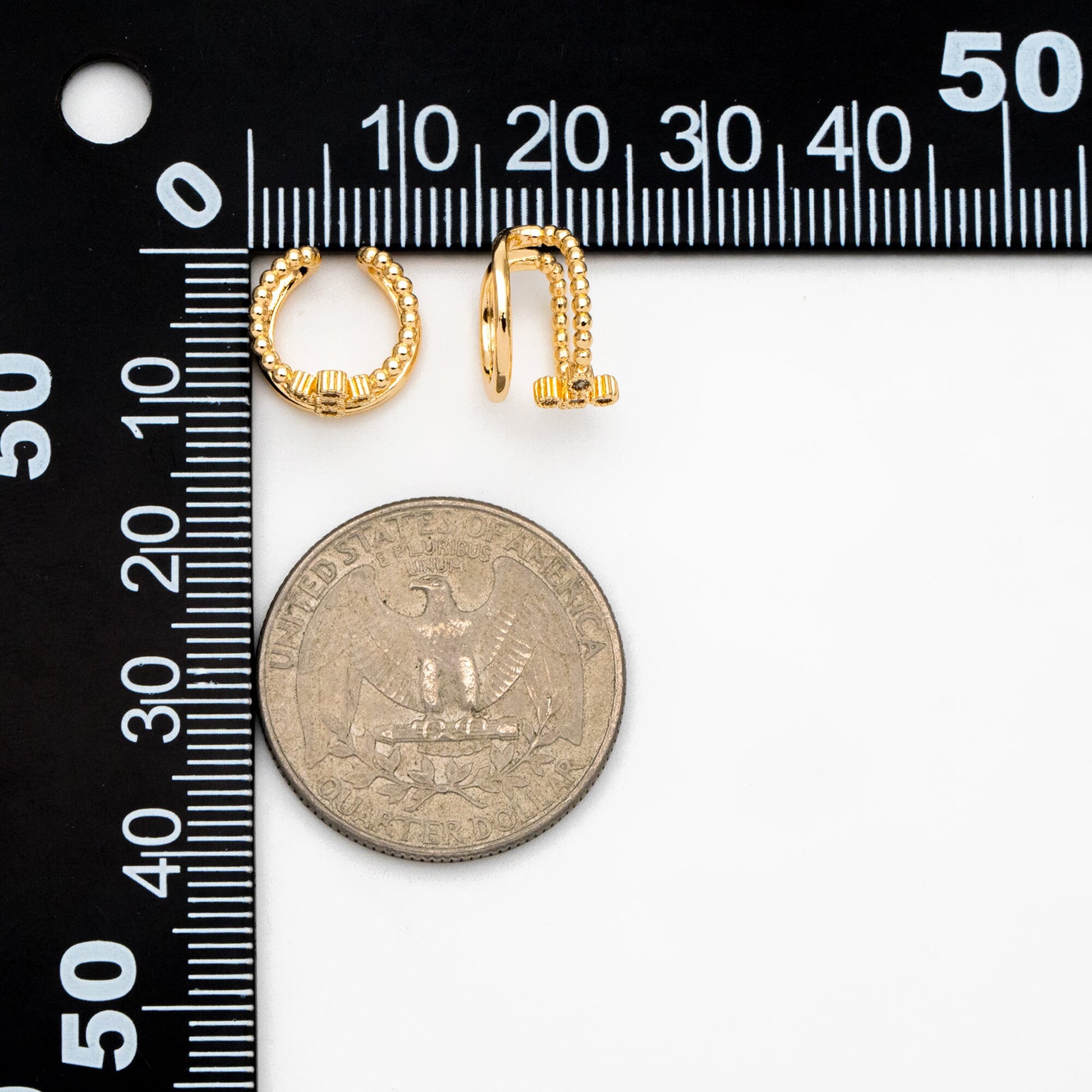 4pcs CZ Pave Cross Ear Cuff, Double Band Ear Cuff, Dainty Earcuff Earring (GB-3539)