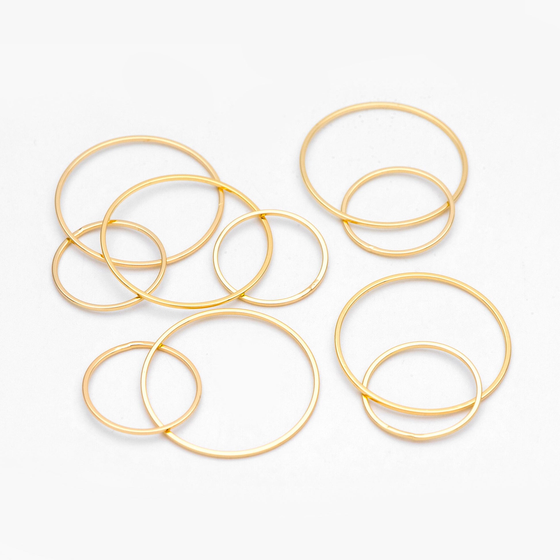 10pcs Gold Linked Circles, two ring Pendant, Interlocking rings, two linked circles, Entwined Circle 20mm and 25/30mm (GB-1300)