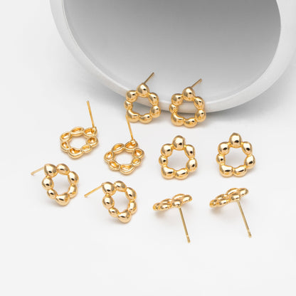 10pcs Gold Irregularity Circle Earrings, Minimalist Stud Earrings, Jewelry Supplies (GB-3548)