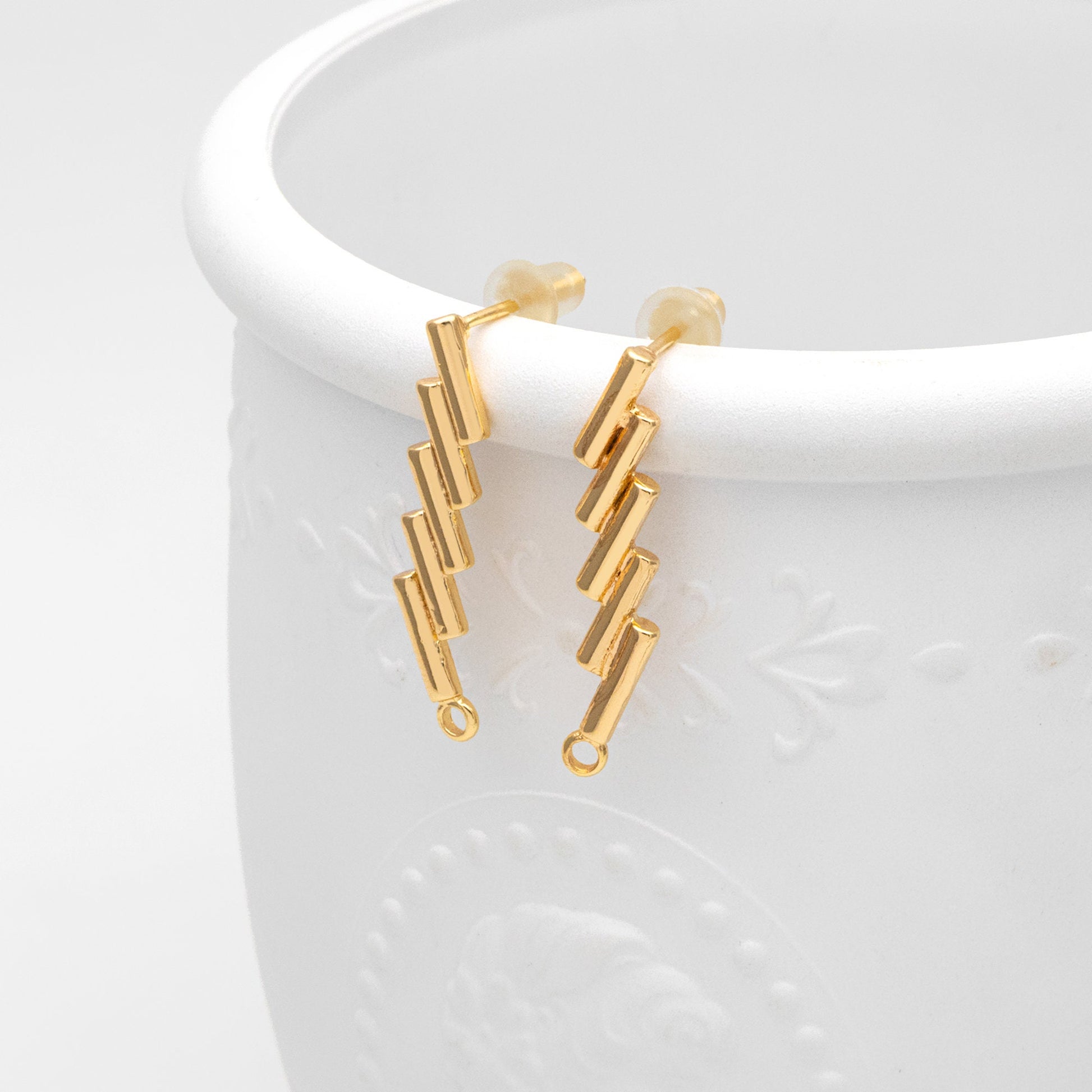 10pcs Gold Bar Ear Posts, Gold plated Brass Earring Findings, Stud Earring Components (GB-3549)