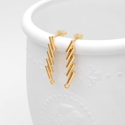 10pcs Gold Bar Ear Posts, Gold plated Brass Earring Findings, Stud Earring Components (GB-3549)