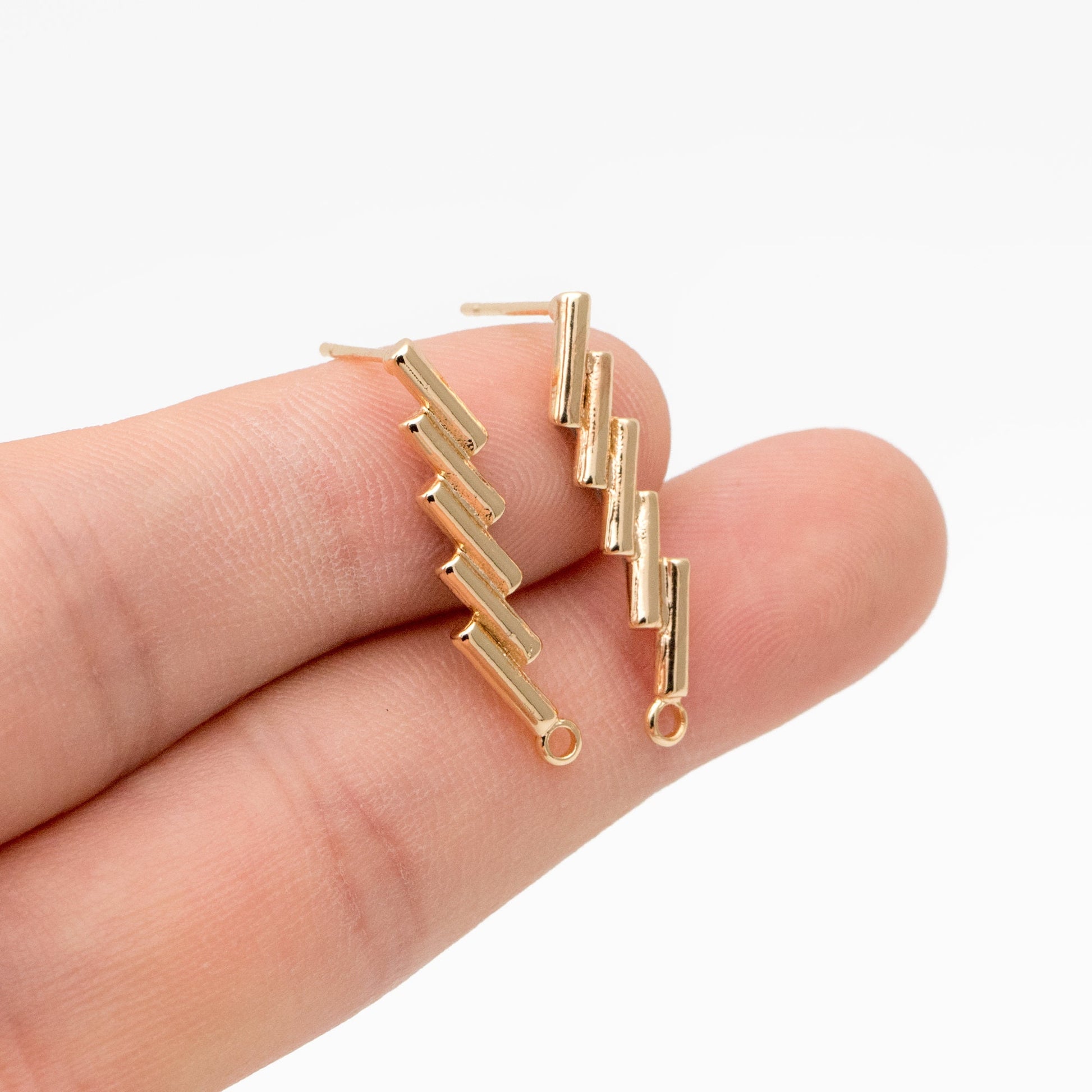 10pcs Gold Bar Ear Posts, Gold plated Brass Earring Findings, Stud Earring Components (GB-3549)