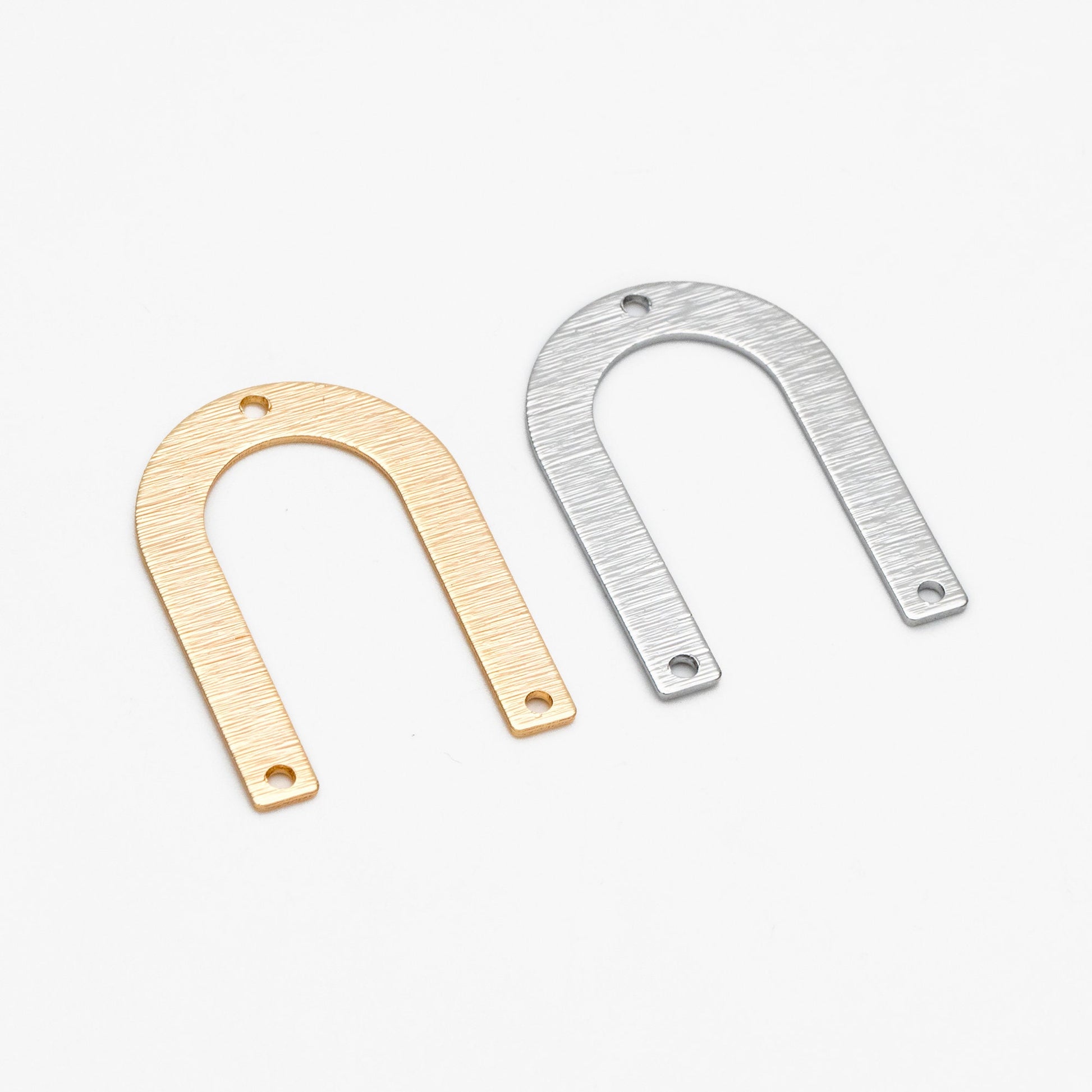 10pcs Brushed U Shaped Connectors With 3 Holes, Gold/ Rhodium plated Brass, Jewelry Making, Diy Material, Jewelry Supplies (GB-3817-Q)