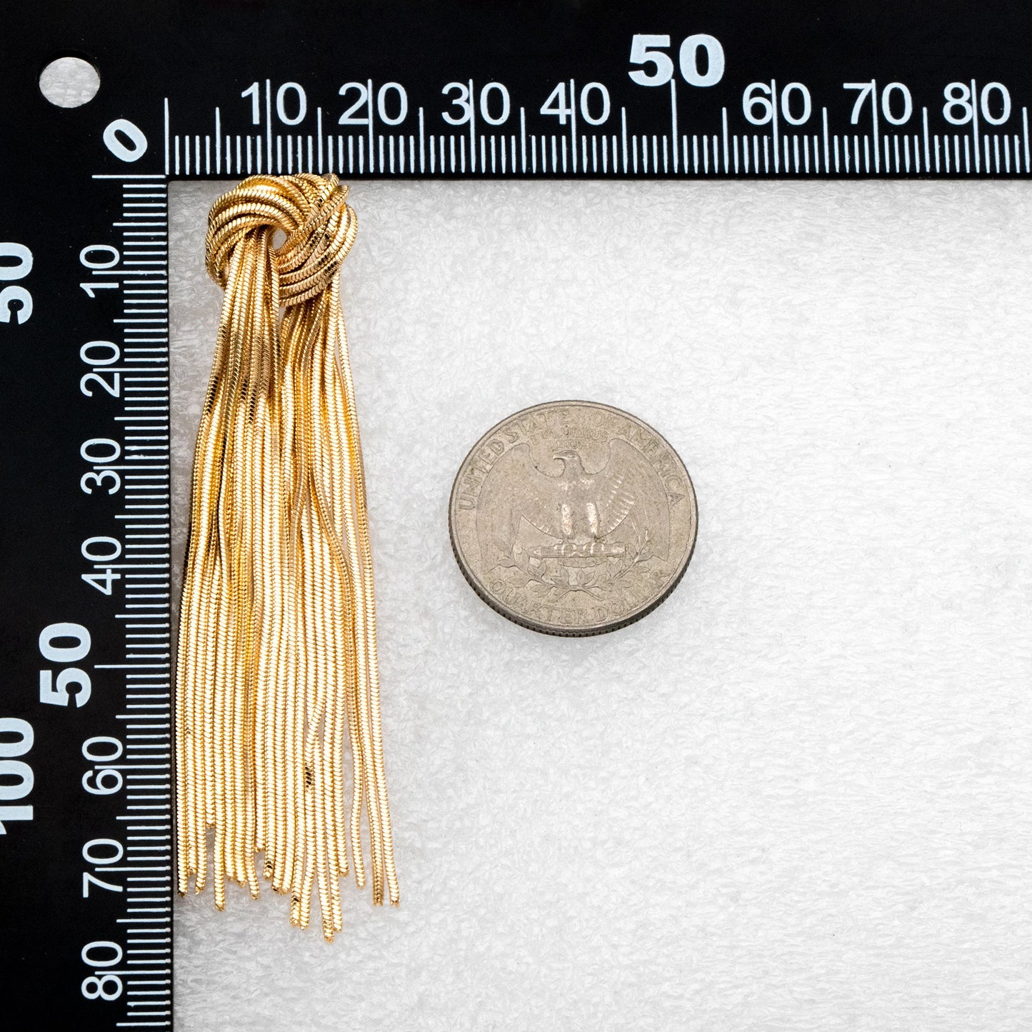 4pcs Gold /Silver Tone Knot Tassel Earring 88mm, 18K Gold/ Rhodium plated Brass, Long Chain Dangle Stud Earring (GB-3514)