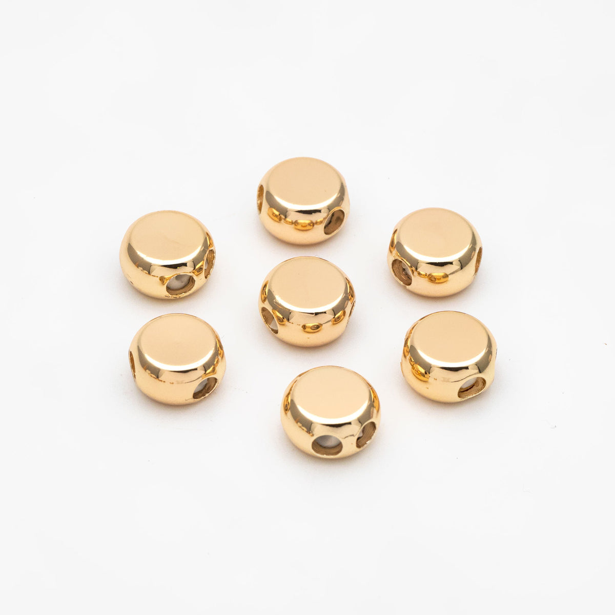 10pcs Gold Round Coin Spacer Beads 9.5/ 10mm, Real Gold plated Brass Rondelle Beads, Lead Nickel Free (GB-3519)