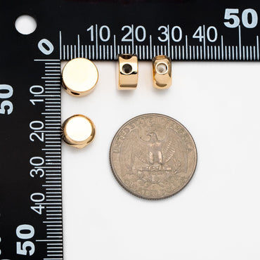 10pcs Gold Round Coin Spacer Beads 9.5/ 10mm, Real Gold plated Brass Rondelle Beads, Lead Nickel Free (GB-3519)