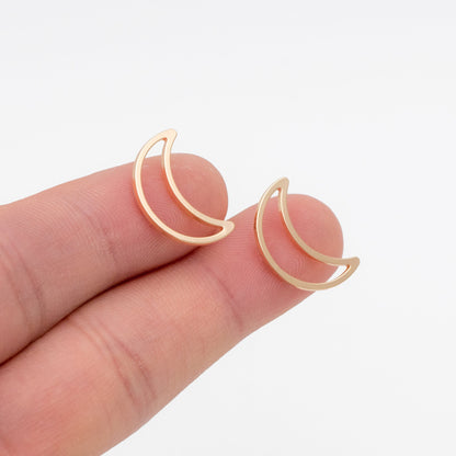 10pcs Gold Hollow Moon Charms 17x11mm, Gold plated Brass, Lead Nickel Free, Color Not Easily Tarnish (GB-3518)