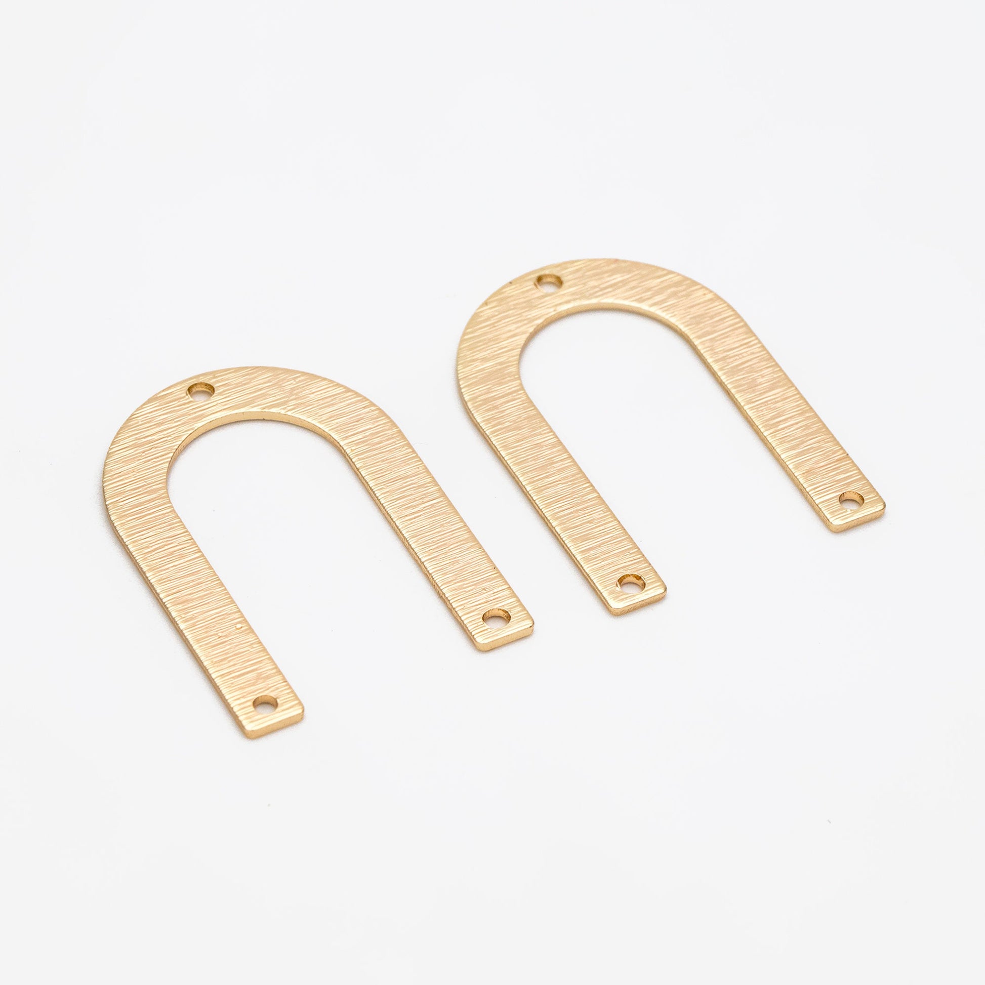 10pcs Brushed U Shaped Connectors With 3 Holes, Gold/ Rhodium plated Brass, Jewelry Making, Diy Material, Jewelry Supplies (GB-3817-Q)