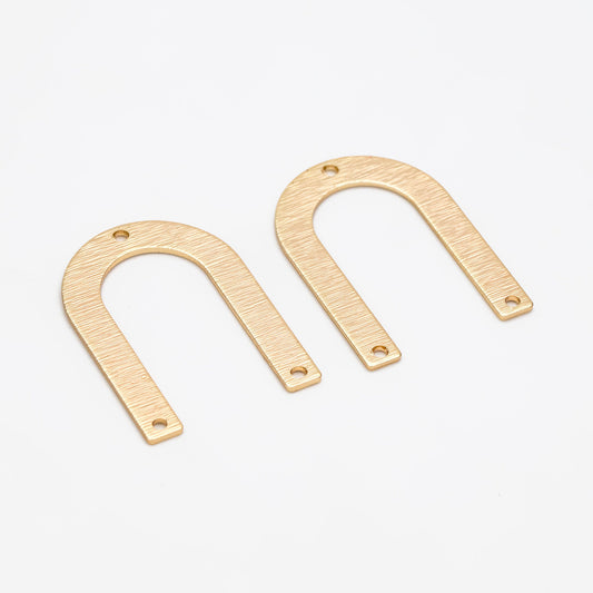 10pcs Brushed U Shaped Connectors With 3 Holes, Gold/ Rhodium plated Brass, Jewelry Making, Diy Material, Jewelry Supplies (GB-3817-Q)