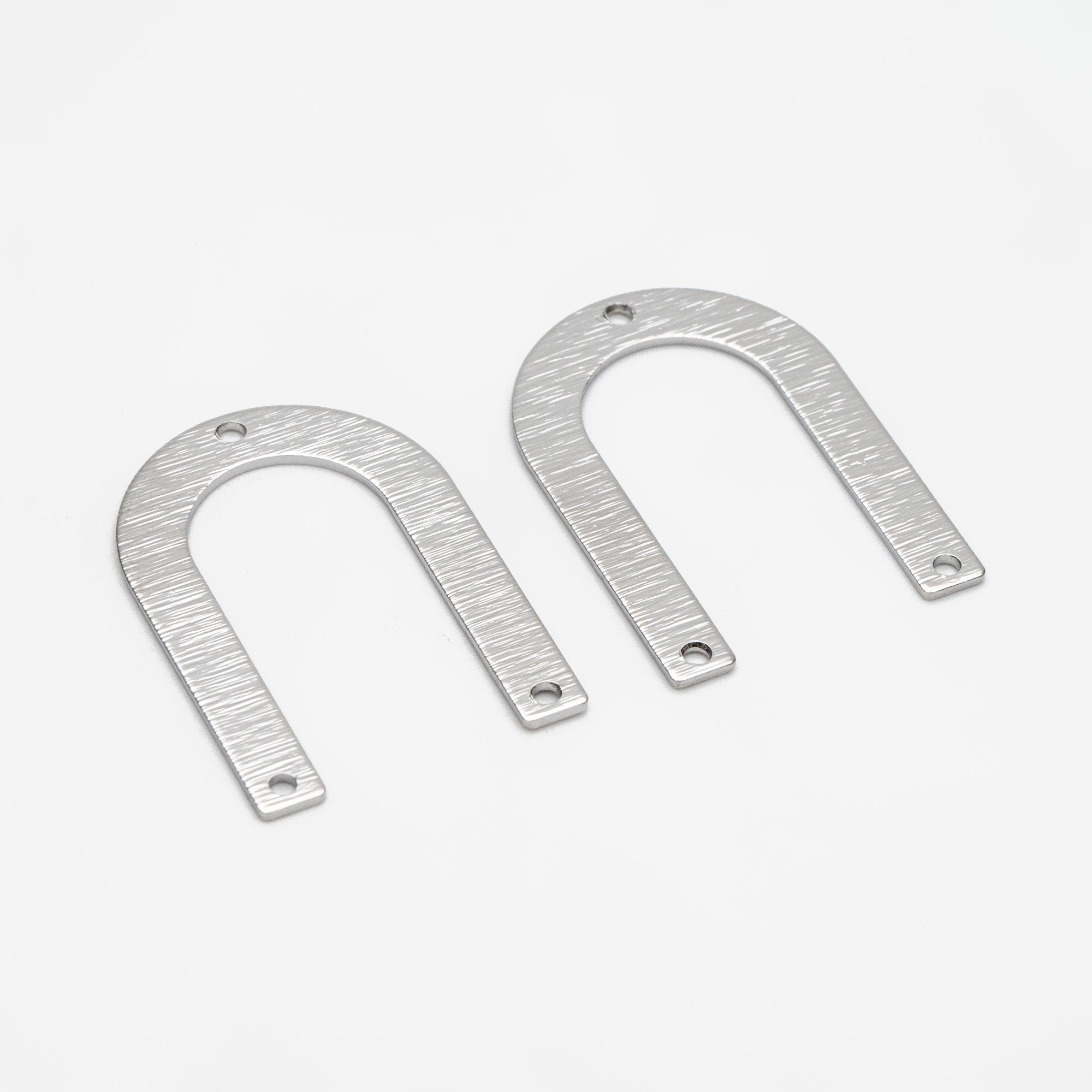 10pcs Brushed U Shaped Connectors With 3 Holes, Gold/ Rhodium plated Brass, Jewelry Making, Diy Material, Jewelry Supplies (GB-3817-Q)