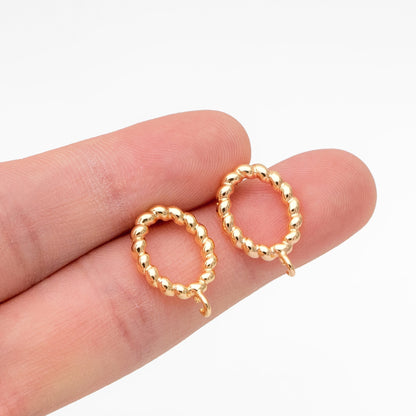 10pcs Gold Twist Oval Hoop Ear Posts, Oval Circle Stud Earrings, DIY Earring Findings (GB-3547)