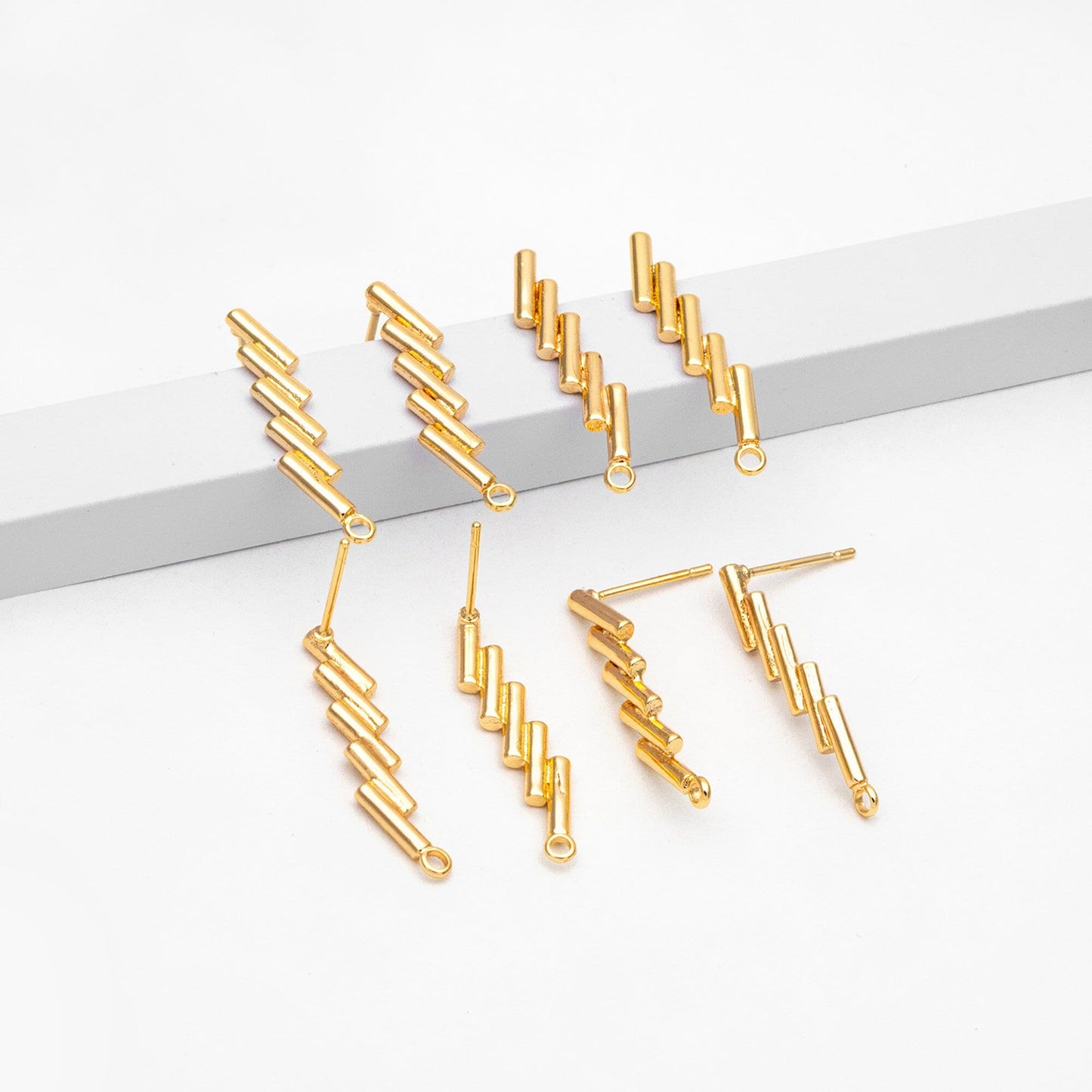 10pcs Gold Bar Ear Posts, Gold plated Brass Earring Findings, Stud Earring Components (GB-3549)