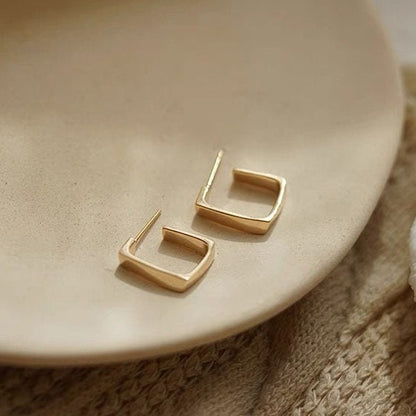 10pcs Gold/ Silver tone Square Ear Posts 16x17mm, 18K Real Gold Plated Brass, Geometric Earring Studs (GB-1799)