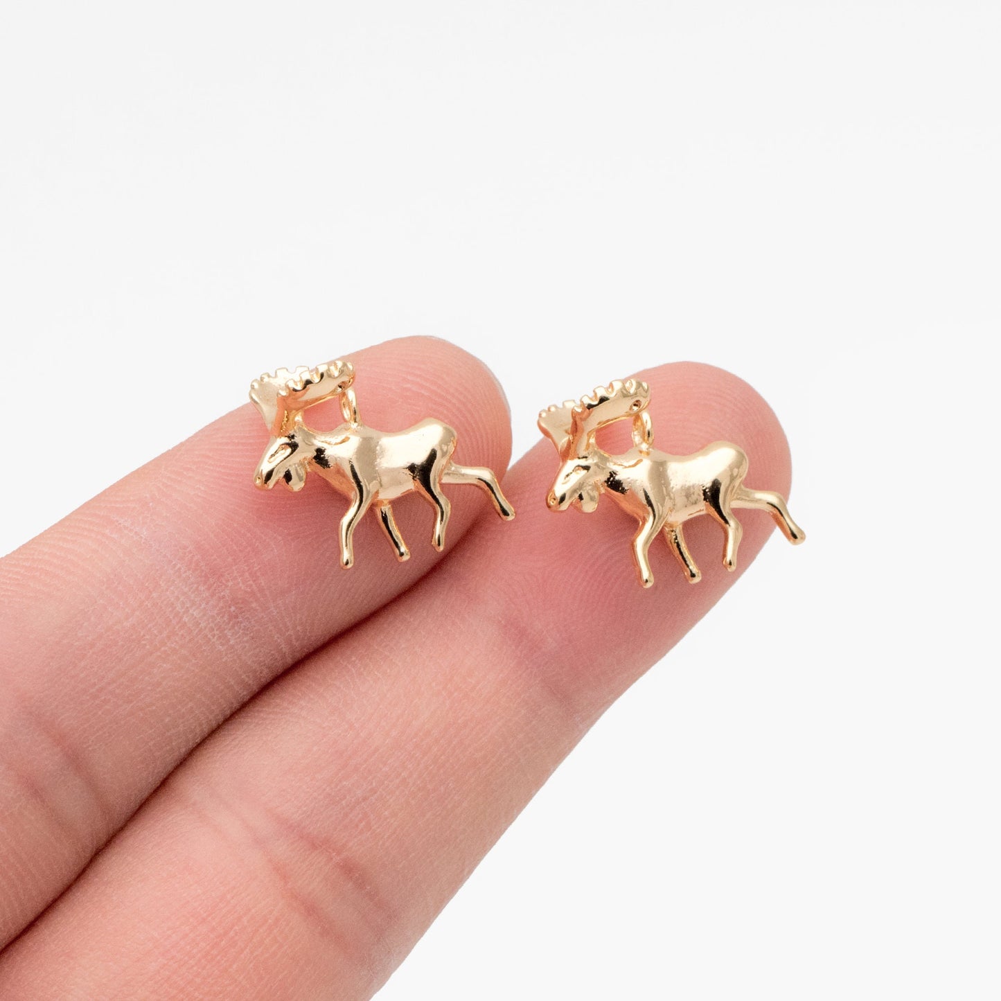 10pcs Gold Moose Charms, Elk Pendants, Jewelry Making, Diy Material, Jewelry Supplies (GB-2707-E)