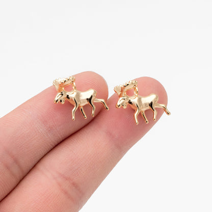 10pcs Gold Moose Charms, Elk Pendants, Jewelry Making, Diy Material, Jewelry Supplies (GB-2707-E)