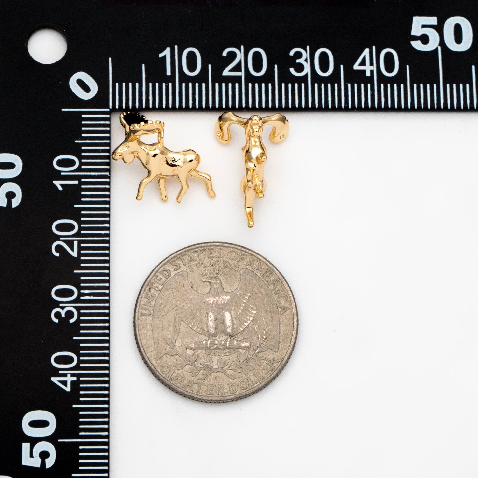 10pcs Gold Moose Charms, Elk Pendants, Jewelry Making, Diy Material, Jewelry Supplies (GB-2707-E)