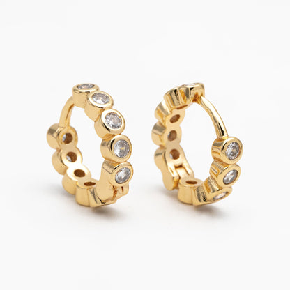 4pcs CZ Pave Hoop Earrings, Hoop Earrings, Dainty Huggie Earrings, Minimalist Earring, Small Gold Hoops Earring (GB-3826-D)
