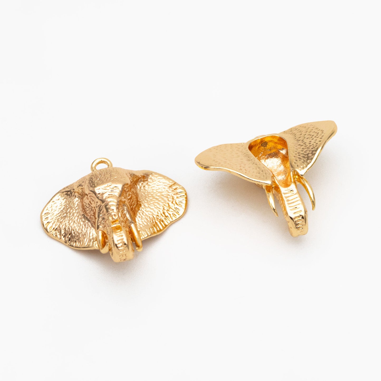 10pcs Gold Elephant Head Charms, Gold plated Brass Animal Pendants, Jewelry Making, Diy Material, Jewelry Supplies (GB-3564)