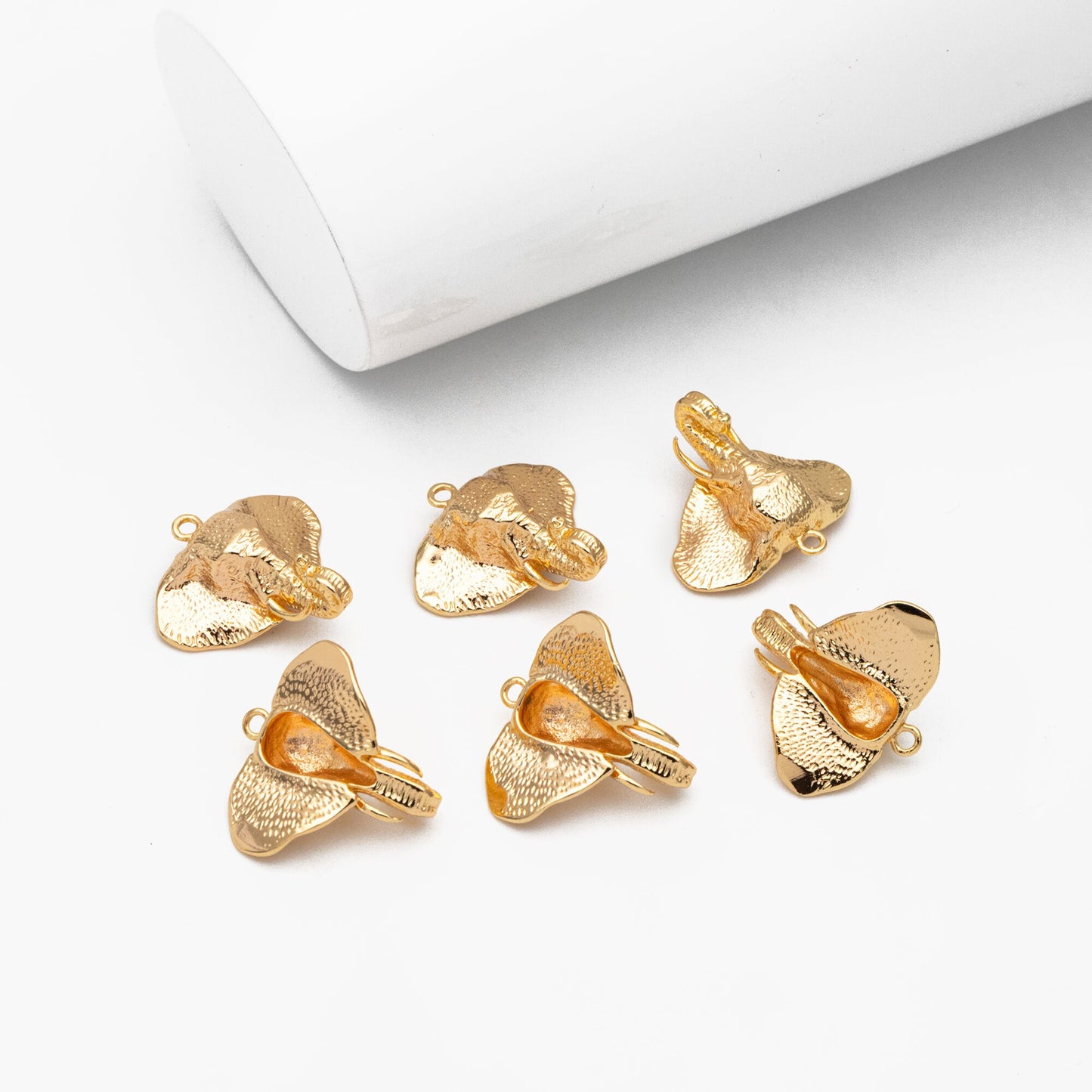 10pcs Gold Elephant Head Charms, Gold plated Brass Animal Pendants, Jewelry Making, Diy Material, Jewelry Supplies (GB-3564)