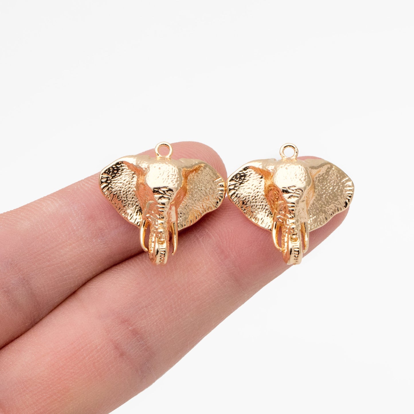 10pcs Gold Elephant Head Charms, Gold plated Brass Animal Pendants, Jewelry Making, Diy Material, Jewelry Supplies (GB-3564)