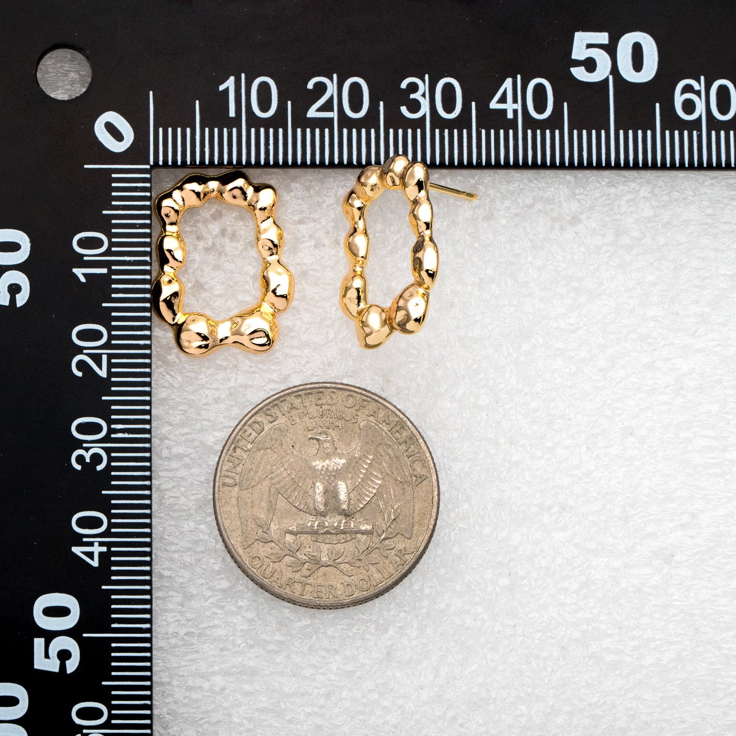 10pcs Gold Irregularity Rectangle Hoop Earrings, Minimalist Stud Earrings, Jewelry Supplies (GB-3567)