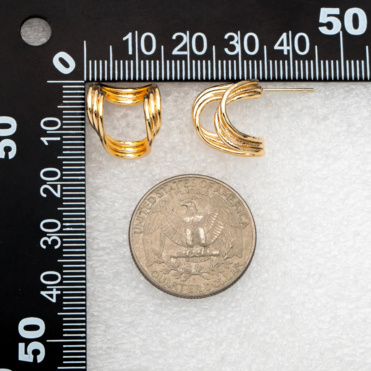 10pcs Gold U-Shaped Ear Posts, 18K Gold plated Brass, Curved Ribbon Stud Earring (GB-3563)