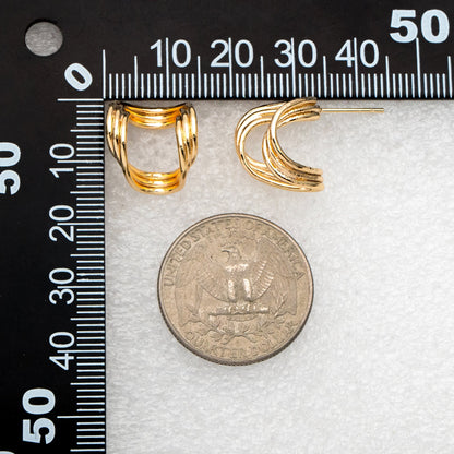 10pcs Gold U-Shaped Ear Posts, 18K Gold plated Brass, Curved Ribbon Stud Earring (GB-3563)