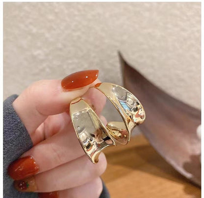 4pcs Gold Minimalist C Shape Earring Posts, 18K Gold plated Brass Ear Posts, Stud Earrings (GB-2828)