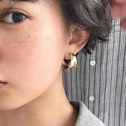 4pcs Gold Minimalist C Shape Earring Posts, 18K Gold plated Brass Ear Posts, Stud Earrings (GB-2828)