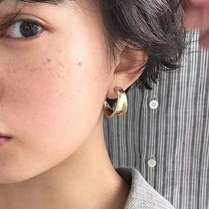 4pcs Gold Minimalist C Shape Earring Posts, 18K Gold plated Brass Ear Posts, Stud Earrings (GB-2828)