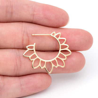 10pcs Gold/ Silver Flower round post Earrings, 30mm, Gold/ Rhodium plated Brass Sun Earrings, Jewelry Making, Jewelry Supplies (#GB-1711)