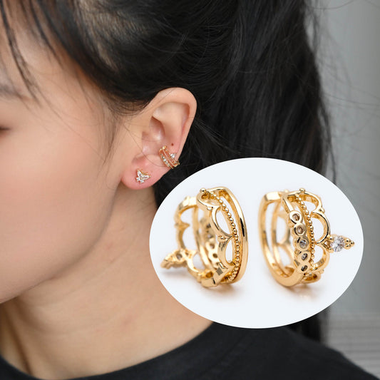 10pcs CZ Pave crown Ear Cuff, Cartilage, Dainty Earcuff Earring (GB-2066)
