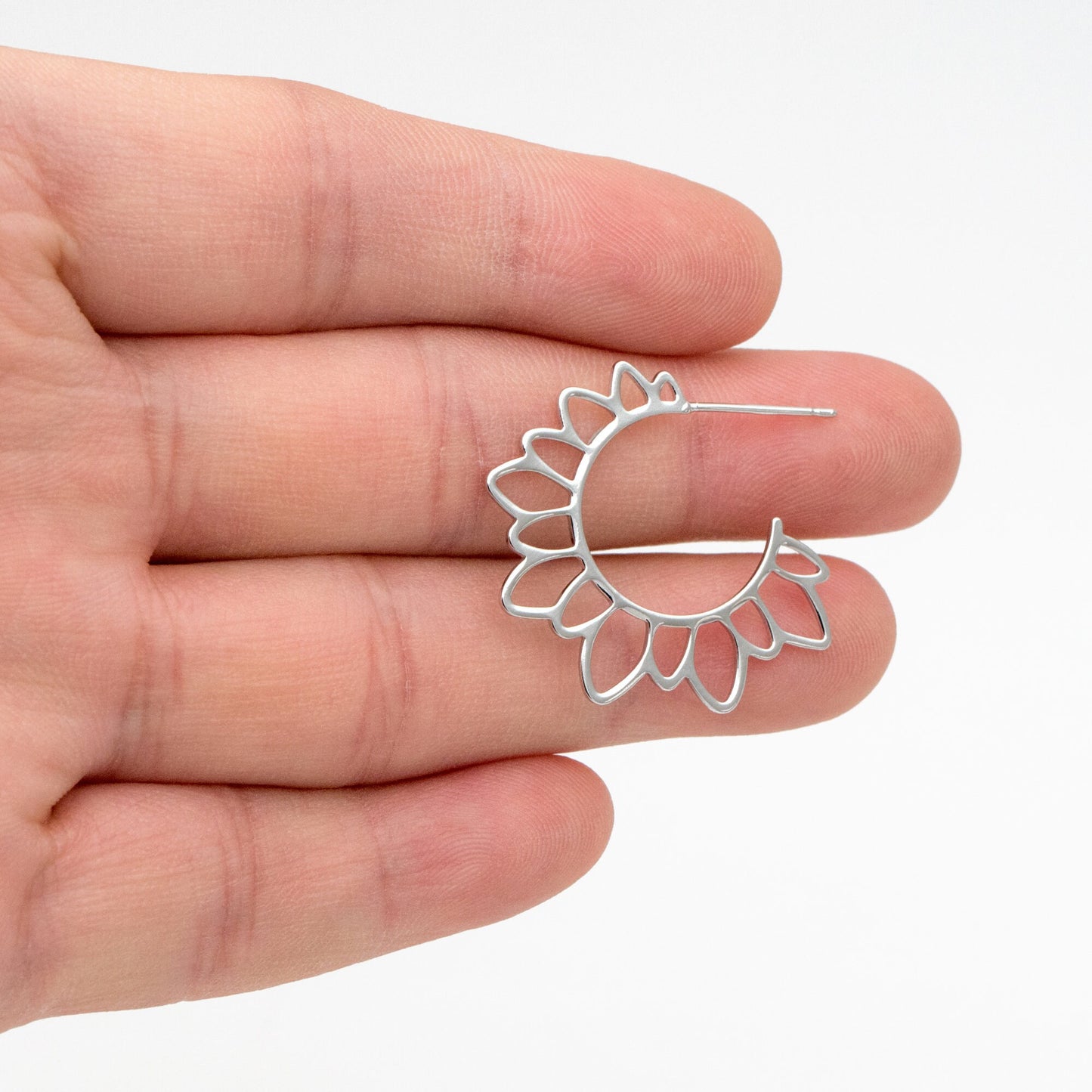 10pcs Gold/ Silver Flower round post Earrings, 30mm, Gold/ Rhodium plated Brass Sun Earrings, Jewelry Making, Jewelry Supplies (#GB-1711)